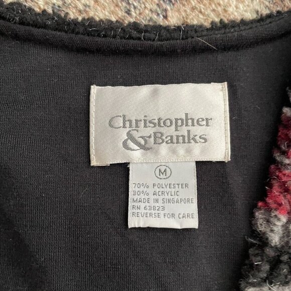 Christopher & Banks Ugly Christmas Sweater Vest Womens Sz M Embroidered Holiday - Picture 6 of 11